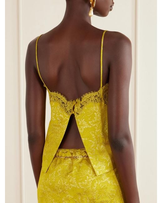 Saint Laurent Yellow Brocade And Lace Cami