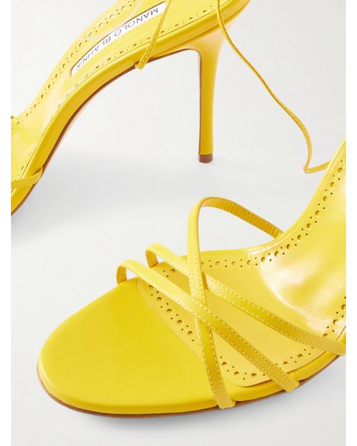 Manolo Blahnik Metallic Leva 105 Leather Sandals