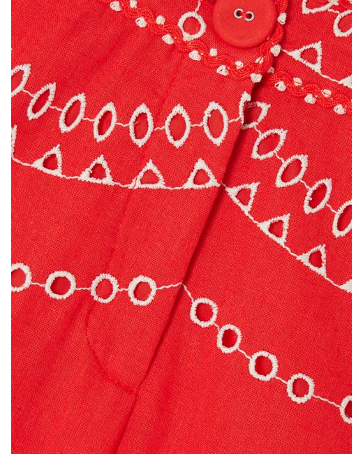 Charo Ruiz Red Drea Shorts Aus Einer Baumwollmischung Mit Lochstickerei