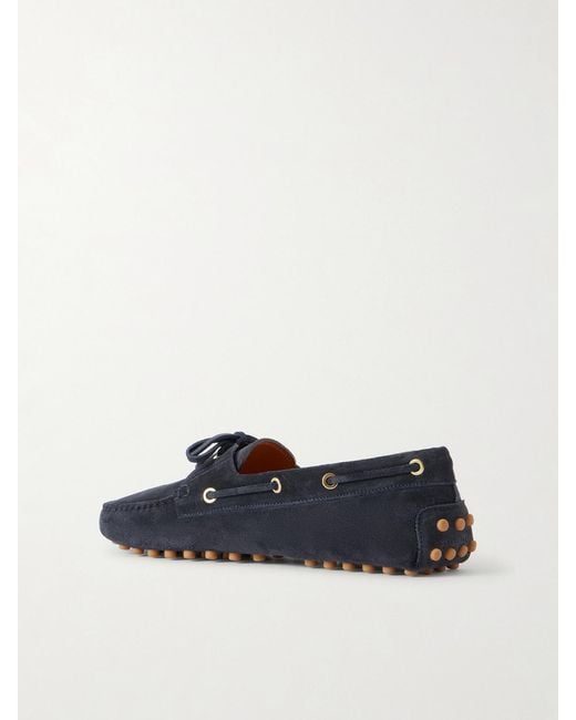 Tod's Blue Gommino Suede Boat Shoes