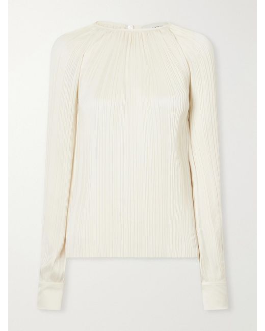 Lanvin Natural Pleated Charmeuse Blouse
