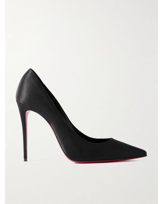 Christian Louboutin Black Classic Kate 100 Pumps Aus Glänzendem Crêpe