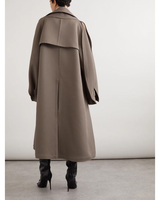 Alaïa Natural Oversized Layered Wool-Blend Twill Coat