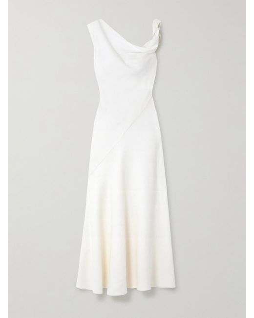 The Row White Violetta Asymmetric Paneled Silk-Crepe Gown