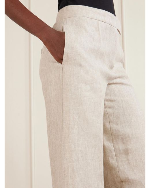 Max Mara White Linen Wide-Leg Pants