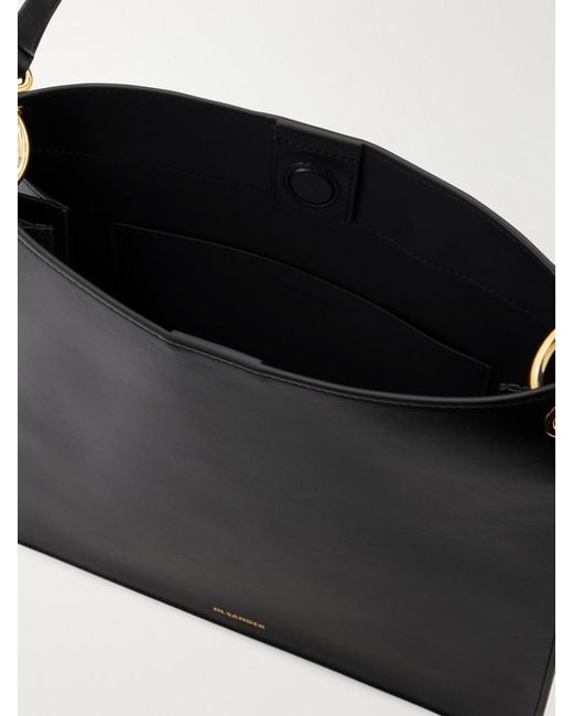Jil Sander Black Otto Medium Leather Shoulder Bag