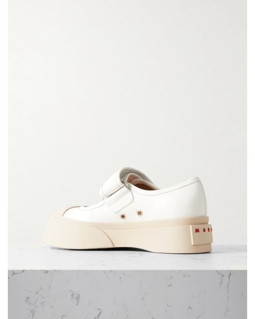 Baskets Plates-Formes Façon Babies En Cuir Pablo Marni en coloris White