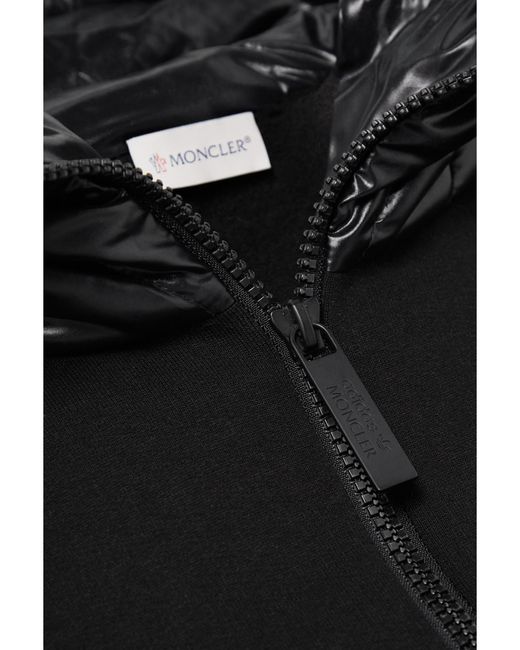 Moncler Genius Black Adidas Originals Cropped Shell-Trimmed Paneled Cotton-Jersey Hoodie