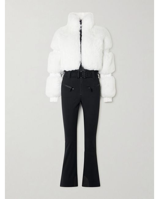 Goldbergh White Lieke Belted Plush And Stretch-Shell Ski Suit
