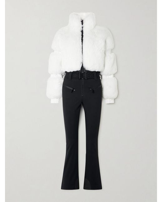 Goldbergh White Lieke Belted Faux Fur And Stretch-Shell Ski Suit