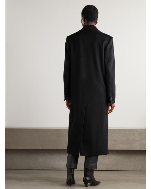 Loulou de Saison Black Rosco Double-Breasted Brushed-Wool And Cashmere-Blend Coat