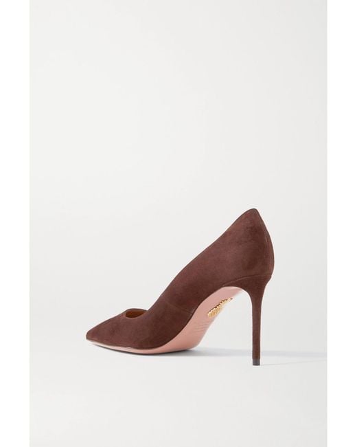 Aquazzura Brown Purist 85 Suede Pumps