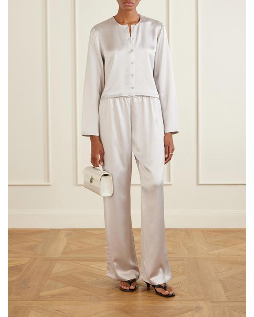 Leset White Barb Cropped Satin Cardigan