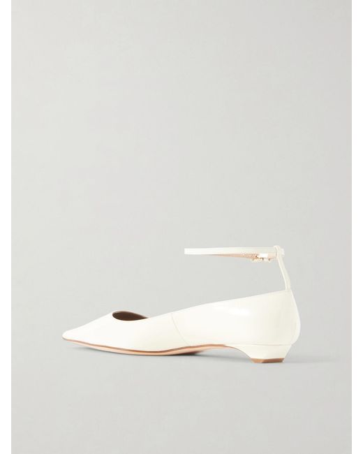Tom Ford Natural Patent-Leather Point-Toe Ballet Flats