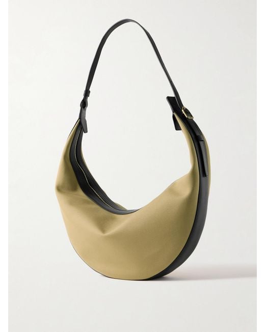 Khaite Metallic Augustina Leather-Trimmed Canvas Shoulder Bag
