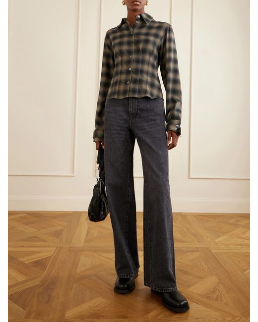 Our Legacy Black Envelop Checked Cotton And Wool-Blend Shirt