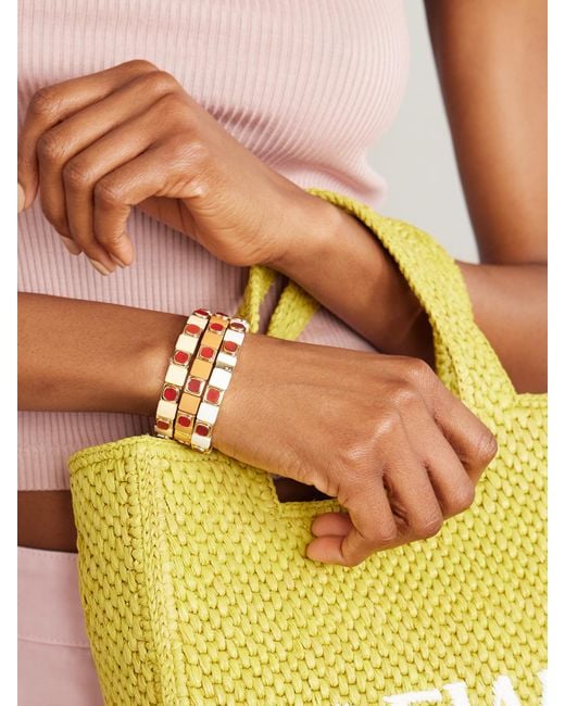 Roxanne Assoulin Metallic The Neutral Standouts Set-Of-Three-Tone, Enamel And Cubic Zirconia Bracelets