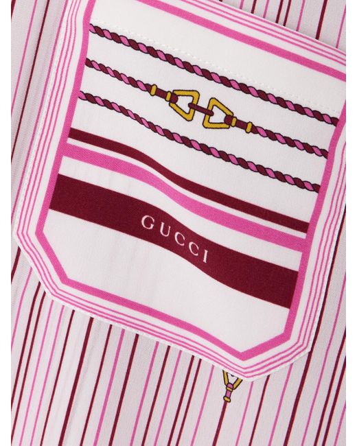 Gucci Pink Printed Striped Wrap-Effect Silk Midi Skirt