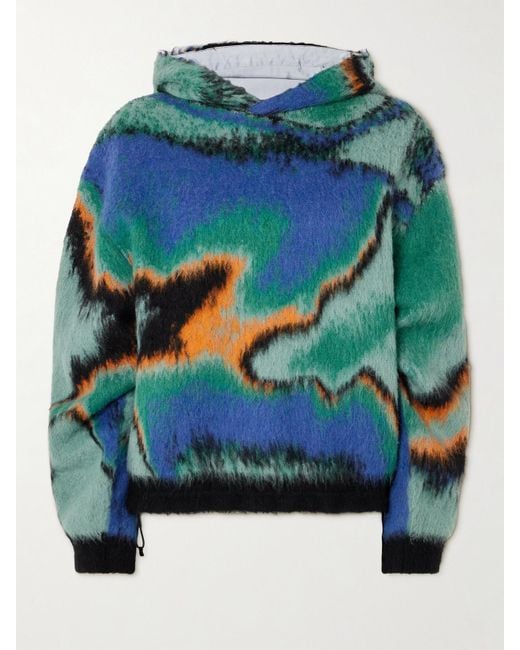 Aztech Mountain Blue Off Piste Shell-Trimmed Printed Fleece Hoodie