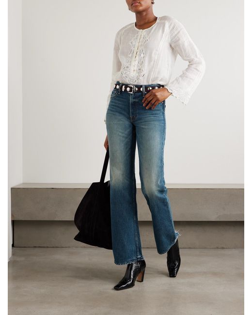 Mother Blue The Reifler Mid-Rise Straight-Leg Jeans