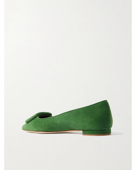 Chaussures Plates À Bouts Pointus En Daim Maysale Manolo Blahnik en coloris Green