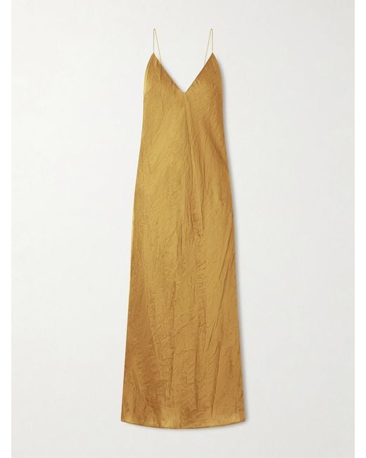 Khaite Metallic Taja Crinkled-Voile Maxi Dress
