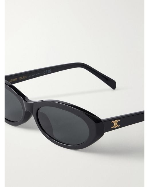 Céline Black Triomphe Mini Oval-Frame Acetate Sunglasses