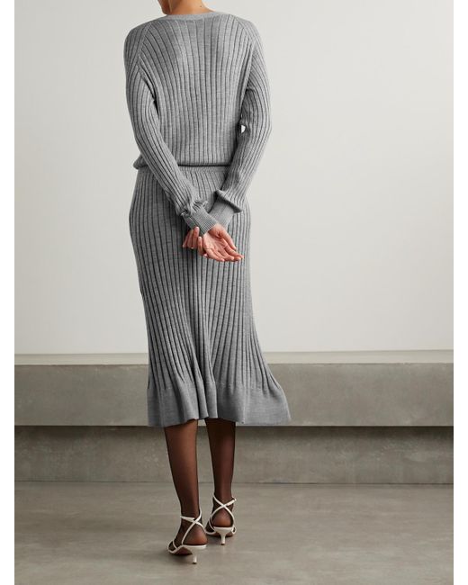 Proenza Schouler Gray Eden Reversible Ribbed Wool And Silk-Blend Midi Dress