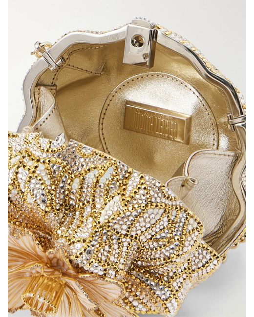 Judith Leiber Metallic Magnolia Crystal-Embellished-Tone Clutch