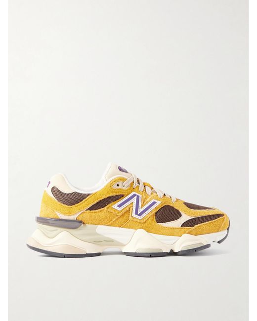New Balance Metallic 9060 Leather-Trimmed Suede And Mesh Sneakers