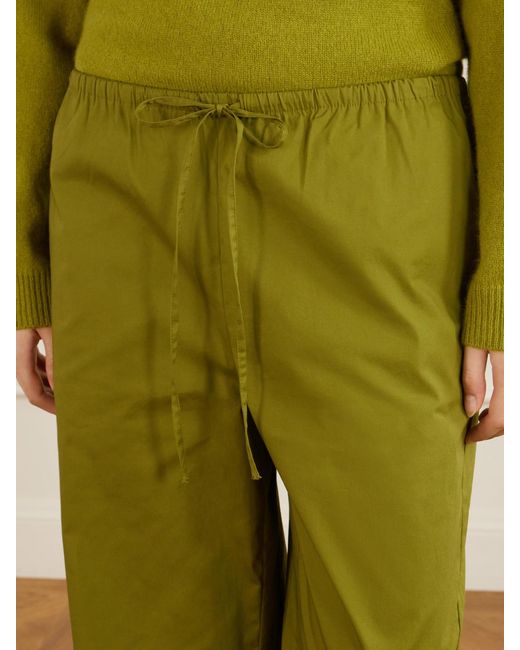 Staud Green Mateo Stretch-Cotton Wide-Leg Pants
