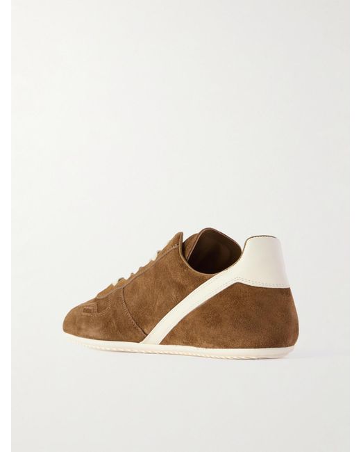 Rick Owens Brown Leather-Trimmed Suede Sneakers