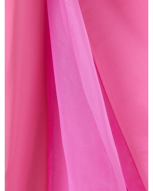 Carolina Herrera Pink Strapless Draped Silk-Organza Trimmed Taffeta Gown
