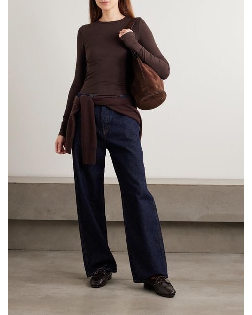ÉTERNE Brown Ribbed Jersey Top