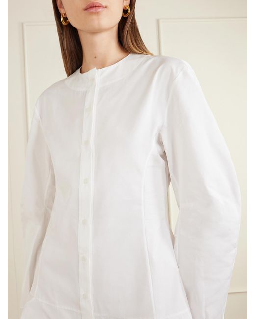 LIBEROWE White Cotton-Poplin Mini Shirt Dress