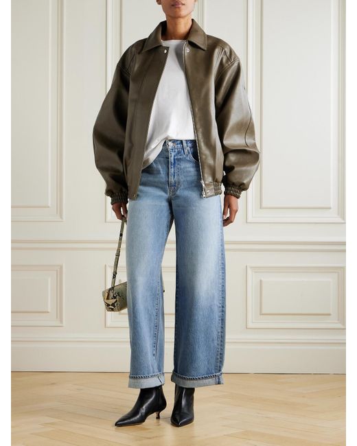 SLVRLAKE Denim Blue Noah Relaxed Turn Up High-Rise Straight-Leg Jeans