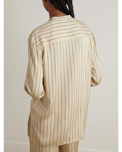 Joseph Natural Athena Striped Silk-Blend Satin Shirt