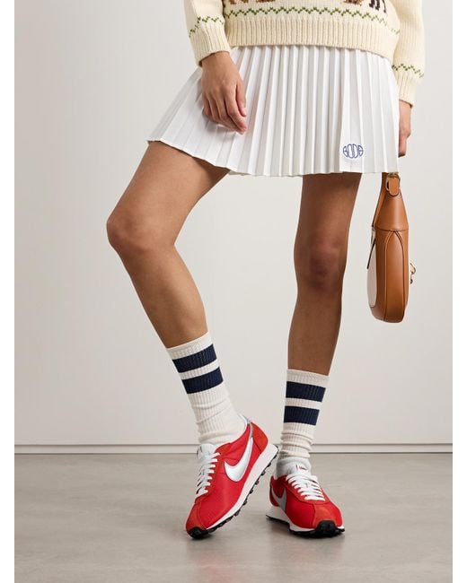 Nike Red Ld-1000 Leather And Brushed Suede-Trimmed Mesh Sneakers