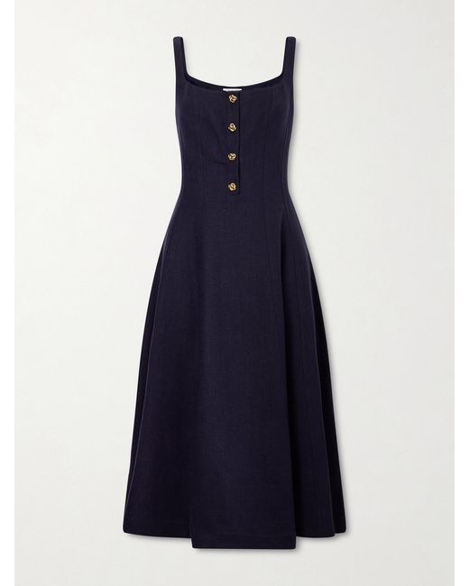 Altuzarra Blue Orrie Paneled Cotton-Blend Midi Dress