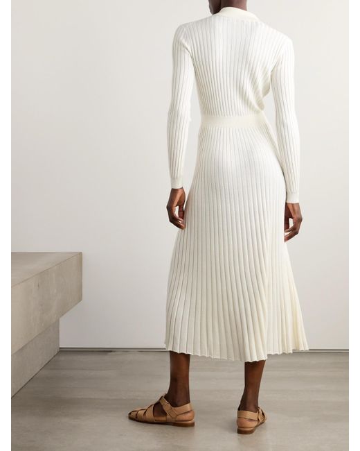 Gabriela Hearst Natural Ardor Ribbed Cashmere And Silk-Blend Midi Dress