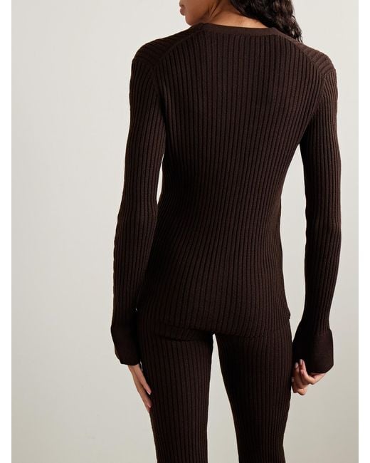 CORDOVA Black Savoie Ribbed Pointelle-Knit Merino Wool Cardigan