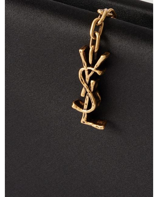 Saint Laurent Black Evening Satin Clutch