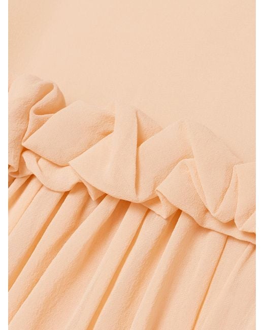 Ulla Johnson Natural Peggy Ruffled Gathered Silk Crepe De Chine Blouse