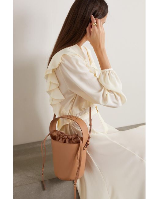 Chloé Sense Embroidered Leather Bucket Bag in Brown | Lyst