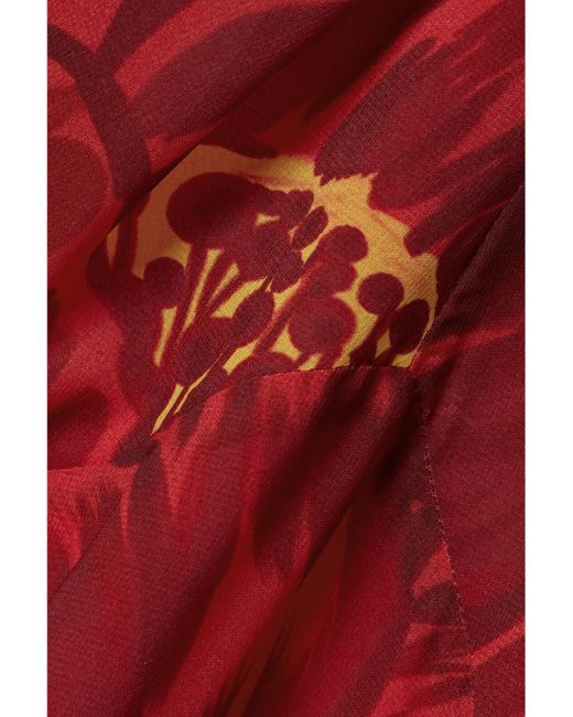 LaDoubleJ Red Eve Floral-Print Chiffon Maxi Dress