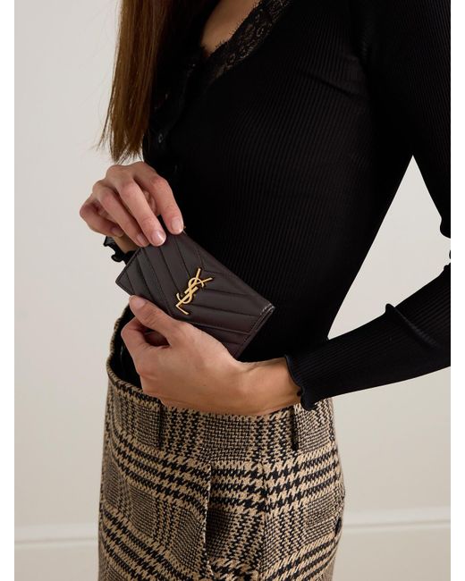 Saint Laurent Brown Cassandre Matelassé Leather Wallet