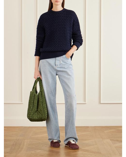 Bottega Veneta Green Campana Intrecciato Suede Shoulder Bag
