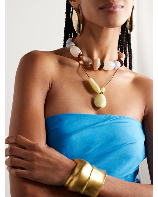 Lizzie Fortunato Natural Monument-Plated, Leather, -Stone And Horn Necklace