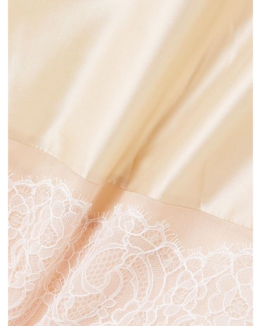 Carven Natural Chantilly Lace-Trimmed Satin Midi Dress