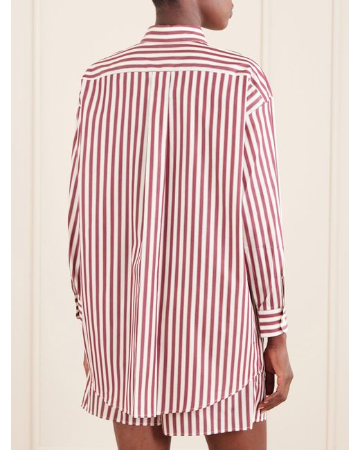 Eres Red Sir Striped Cotton-Poplin Pajama Shirt